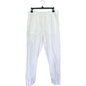 J.Crew Straight Leg Linen Pants with Patch Pockets. White. Size: Small